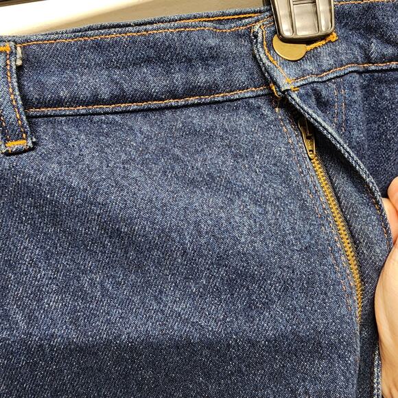 Vintage Gitano Bare Back Denim Midi Skirt Size J8 46" Dark Wash Front Slit 80s - Picture 4 of 9